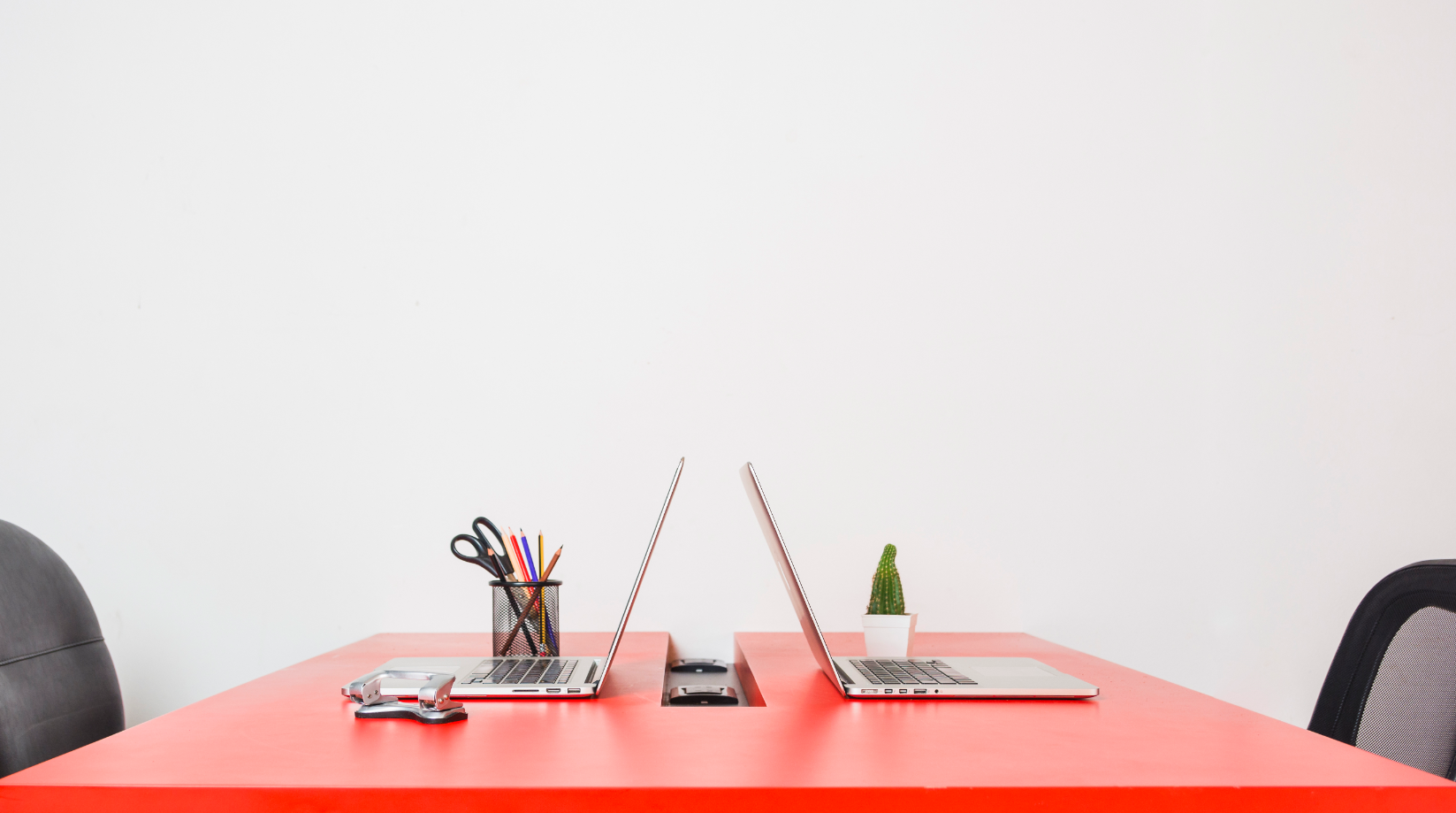 Office space with red table